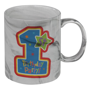 Happy 1st Birthday, Κούπα κεραμική, marble style (μάρμαρο), 330ml