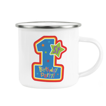 Happy 1st Birthday, Κούπα Μεταλλική εμαγιέ λευκη 360ml