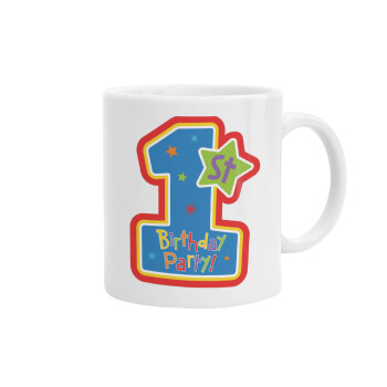 Happy 1st Birthday, Ceramic coffee mug, 330ml (1pcs)