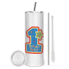 Tumbler stainless steel 600ml, with metal straw & cleaning brush