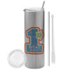 Tumbler stainless steel Silver 600ml, with metal straw & cleaning brush