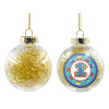 Transparent Christmas tree ball ornament with gold filling 8cm