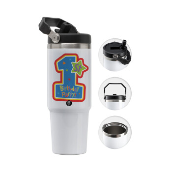 Happy 1st Birthday, 30oz stainless Steel Tumbler with Handle