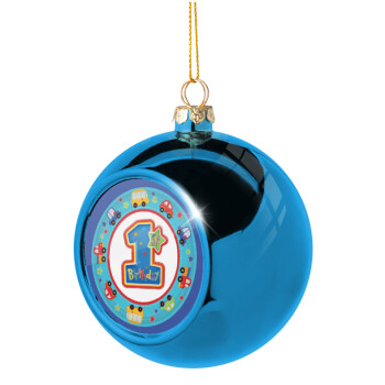 Happy 1st Birthday, Χριστουγεννιάτικη μπάλα δένδρου Μπλε 8cm