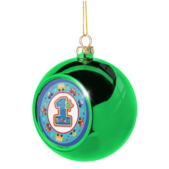 Happy 1st Birthday, Χριστουγεννιάτικη μπάλα δένδρου Πράσινη 8cm