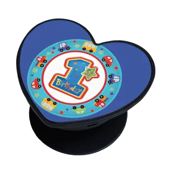 Happy 1st Birthday, Phone Holders Stand  καρδιά Μαύρο Βάση Στήριξης Κινητού στο Χέρι