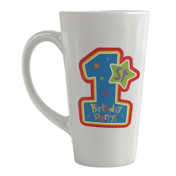Happy 1st Birthday, Κούπα κωνική Latte Μεγάλη, κεραμική, 450ml