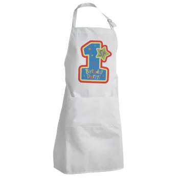 Happy 1st Birthday, Adult Chef Apron (with sliders and 2 pockets)