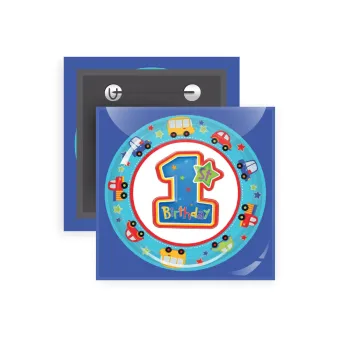 Happy 1st Birthday, Κονκάρδα παραμάνα τετράγωνη 5x5cm