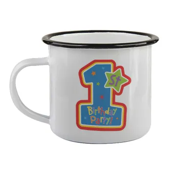 Happy 1st Birthday, Κούπα εμαγιέ με μαύρο χείλος 360ml