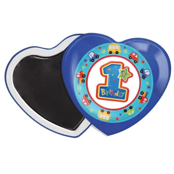 Happy 1st Birthday, Μαγνητάκι καρδιά (57x52mm)