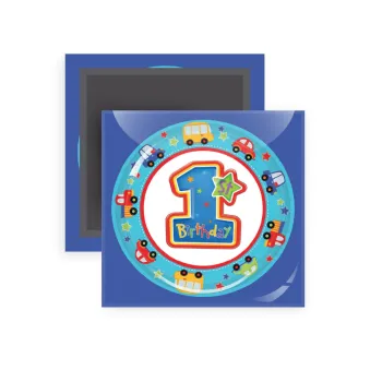 Happy 1st Birthday, Μαγνητάκι ψυγείου τετράγωνο διάστασης 5x5cm