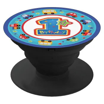 Happy 1st Birthday, Phone Holders Stand  Black Hand-held Mobile Phone Holder