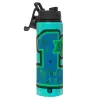 Metallic water bottle with safety lid, 850ml aluminum