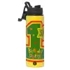 Metallic water bottle with safety lid, 850ml aluminum