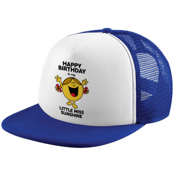 Happy Birthday miss sunshine, Καπέλο Ενηλίκων Soft Trucker με Δίχτυ Blue/White (POLYESTER, ΕΝΗΛΙΚΩΝ, UNISEX, ONE SIZE)