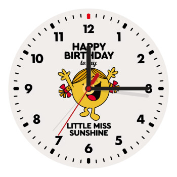 Happy Birthday miss sunshine, Wooden wall clock (20cm)