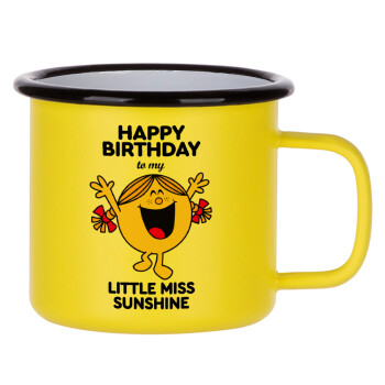 Happy Birthday miss sunshine, Κούπα Μεταλλική εμαγιέ ΜΑΤ Κίτρινη 360ml