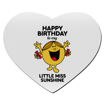 Happy Birthday miss sunshine, Mousepad καρδιά 23x20cm