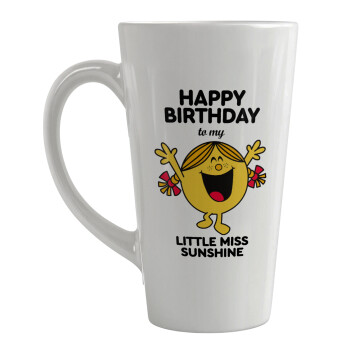 Happy Birthday miss sunshine, Κούπα κωνική Latte Μεγάλη, κεραμική, 450ml