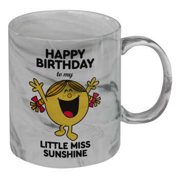 Happy Birthday miss sunshine, Mug ceramic marble style, 330ml