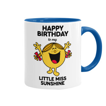 Happy Birthday miss sunshine, Mug colored blue, ceramic, 330ml