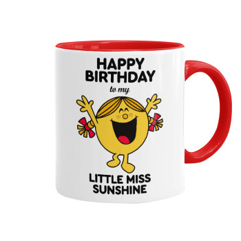 Happy Birthday miss sunshine, Κούπα χρωματιστή κόκκινη, κεραμική, 330ml