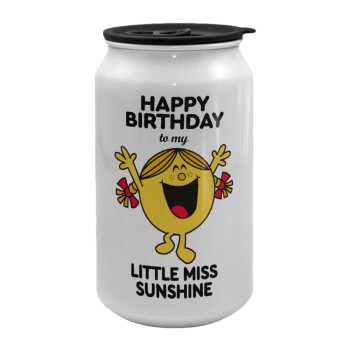 Happy Birthday miss sunshine, Κούπα ταξιδιού μεταλλική με καπάκι (tin-can) 500ml
