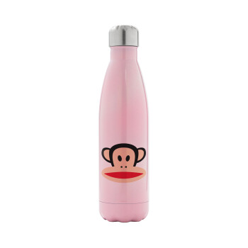 Monkey, Μεταλλικό παγούρι θερμός Ροζ Ιριδίζον (Stainless steel), διπλού τοιχώματος, 500ml