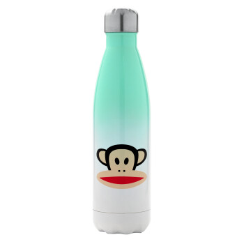 Monkey, Μεταλλικό παγούρι θερμός Πράσινο/Λευκό (Stainless steel), διπλού τοιχώματος, 500ml