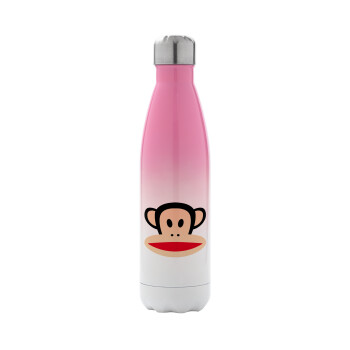 Monkey, Μεταλλικό παγούρι θερμός Ροζ/Λευκό (Stainless steel), διπλού τοιχώματος, 500ml