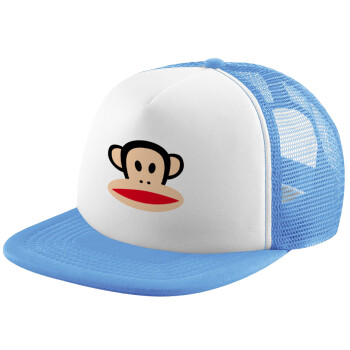 Monkey, Καπέλο παιδικό Soft Trucker με Δίχτυ ΓΑΛΑΖΙΟ/ΛΕΥΚΟ (POLYESTER, ΠΑΙΔΙΚΟ, ONE SIZE)