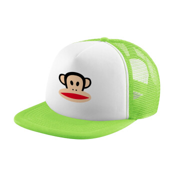 Monkey, Καπέλο παιδικό Soft Trucker με Δίχτυ ΠΡΑΣΙΝΟ/ΛΕΥΚΟ (POLYESTER, ΠΑΙΔΙΚΟ, ONE SIZE)