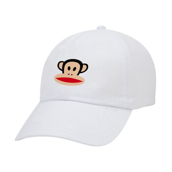 Monkey, Καπέλο ενηλίκων Jockey Λευκό (snapback, 5-φύλλο, unisex)