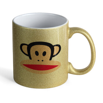 Monkey, Κούπα Χρυσή Glitter που γυαλίζει, κεραμική, 330ml
