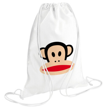 Monkey, Τσάντα πλάτης πουγκί GYMBAG λευκή (28x40cm)