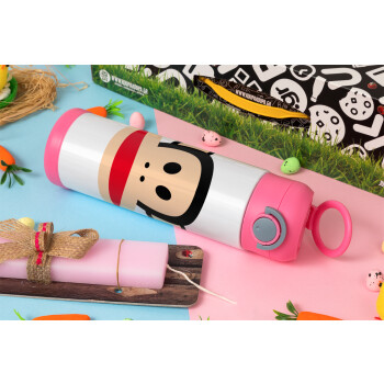 Monkey, Πασχαλινή Λαμπάδα με Παιδικό παγούρι θερμό, ανοξείδωτο, με καλαμάκι ασφαλείας, ΡΟΖ (500ml)