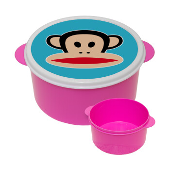 Monkey, ΡΟΖ παιδικό δοχείο φαγητού (lunchbox) πλαστικό (BPA-FREE) Lunch Βox M16 x Π16 x Υ8cm