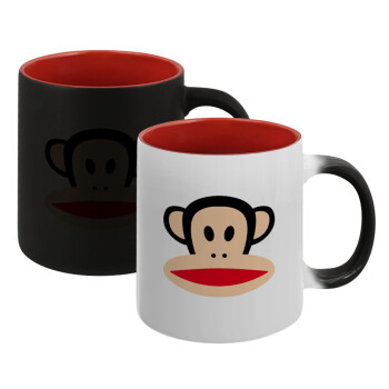 Monkey, Κούπα Μαγική εσωτερικό κόκκινο, κεραμική, 330ml που αλλάζει χρώμα με το ζεστό ρόφημα (1 τεμάχιο)