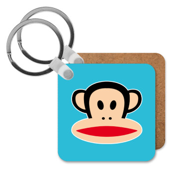 Monkey, Μπρελόκ Ξύλινο τετράγωνο MDF