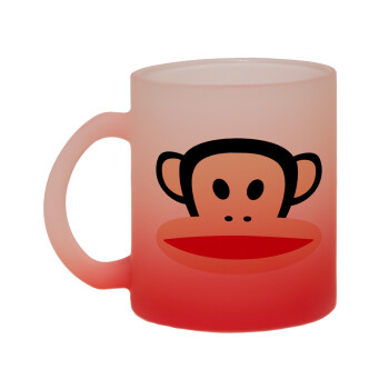 Monkey, Κούπα γυάλινη δίχρωμη με βάση το κόκκινο ματ, 330ml