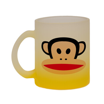 Monkey, Κούπα γυάλινη δίχρωμη με βάση το κίτρινο ματ, 330ml