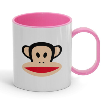 Monkey, Κούπα (πλαστική) (BPA-FREE) Polymer Ροζ για παιδιά, 330ml