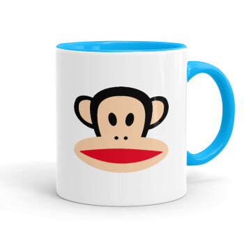 Monkey, Κούπα χρωματιστή γαλάζια, κεραμική, 330ml