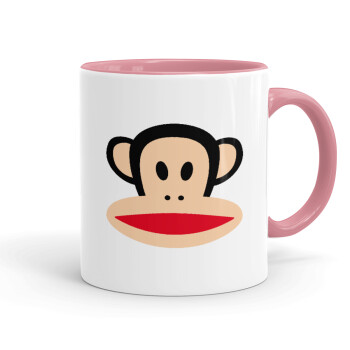 Monkey, Κούπα χρωματιστή ροζ, κεραμική, 330ml