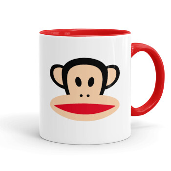 Monkey, Κούπα χρωματιστή κόκκινη, κεραμική, 330ml