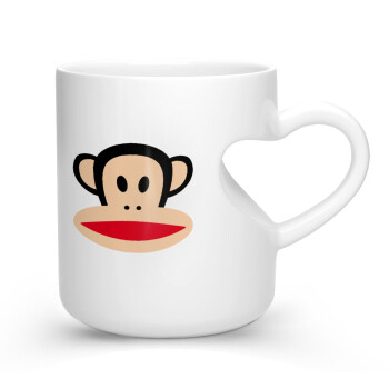 Monkey, Κούπα καρδιά λευκή, κεραμική, 330ml