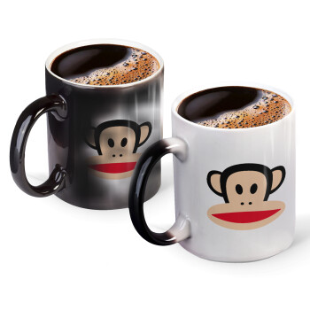 Monkey, Color changing magic Mug, ceramic, 330ml when adding hot liquid inside, the black colour desappears (1 pcs)