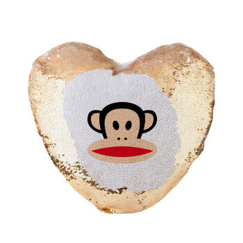 Monkey, Μαξιλάρι καναπέ καρδιά Μαγικό Χρυσό με πούλιες 40x40cm περιέχεται το  γέμισμα