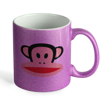 Monkey, Κούπα Μωβ Glitter που γυαλίζει, κεραμική, 330ml
